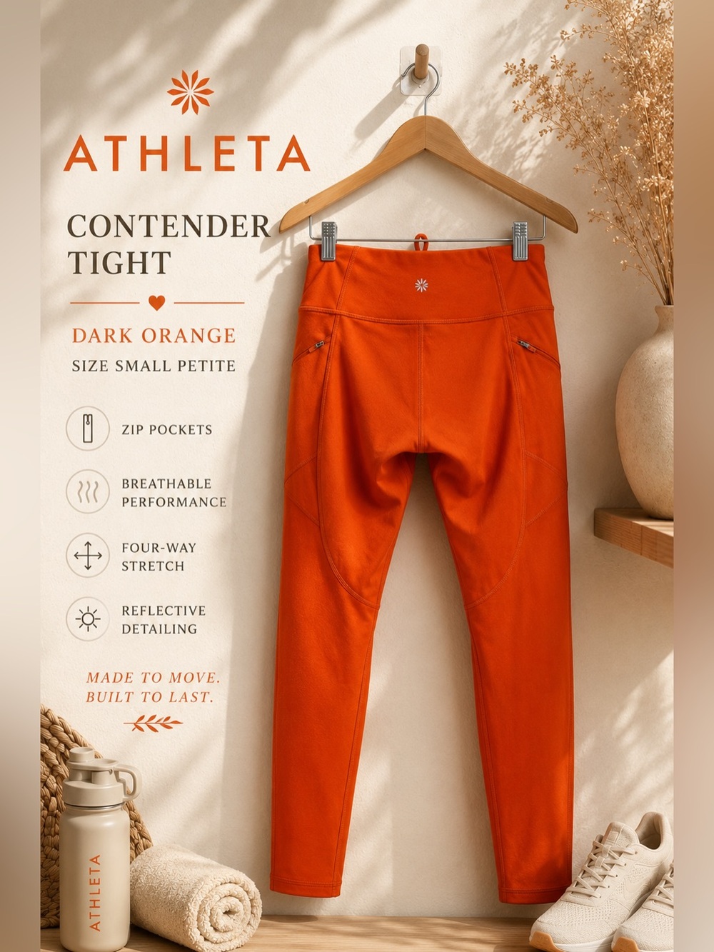 Athleta Contender Tight Bright Orange Leggings Small Petite
